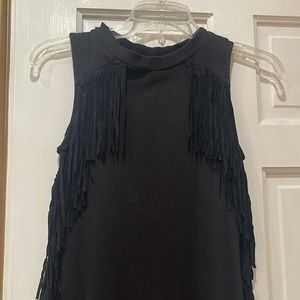 Topshop black fringe dress